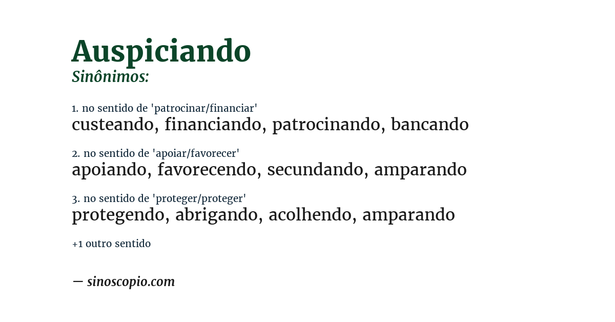 Sinônimo de auspiciando