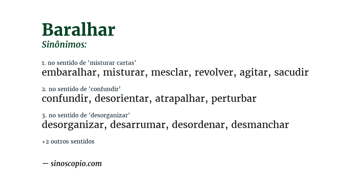 Sinônimo de baralhar