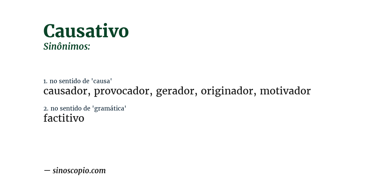 Sinônimo de causativo