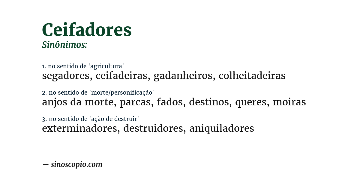 Sinônimo de ceifadores