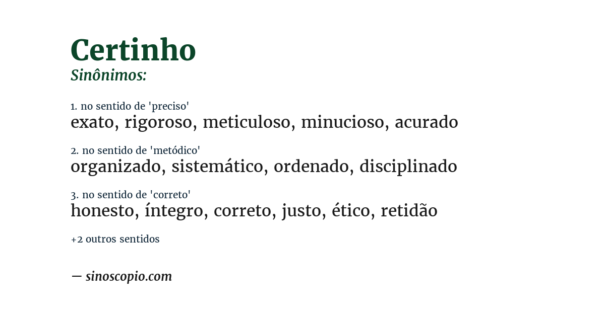 Sinônimo de certinho