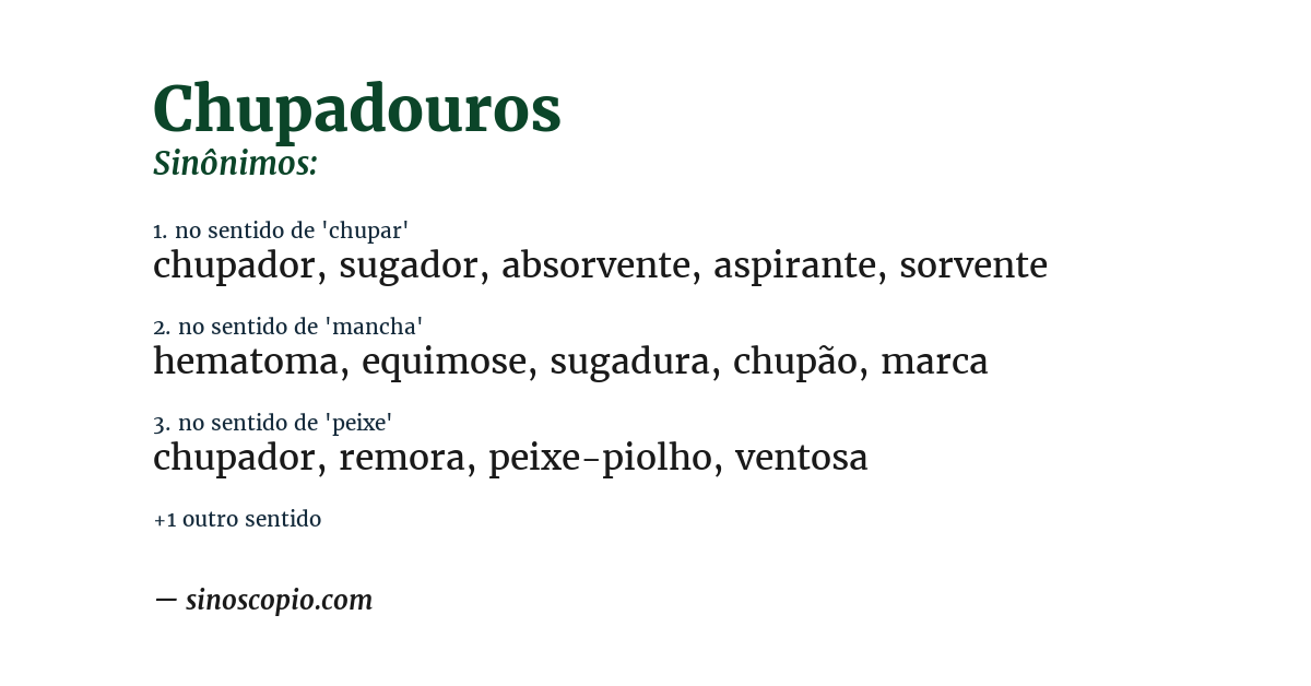 Sinônimo de chupadouros