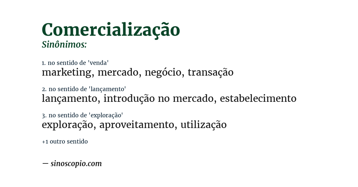 Sinônimo de comercialização