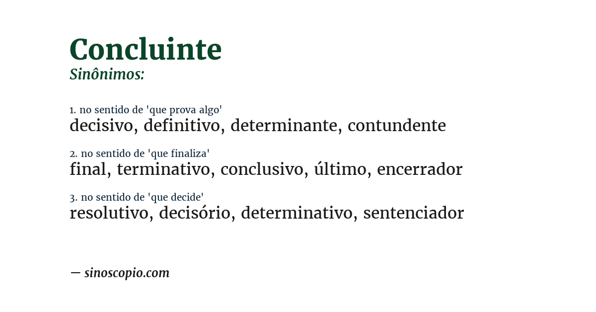 Sinônimo de concluinte