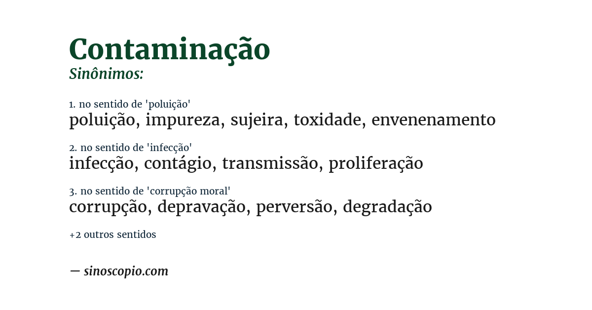 Sinônimo de contaminação