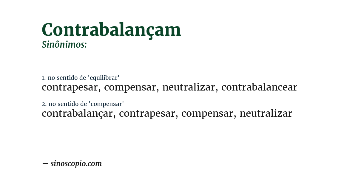 Sinônimo de contrabalançam