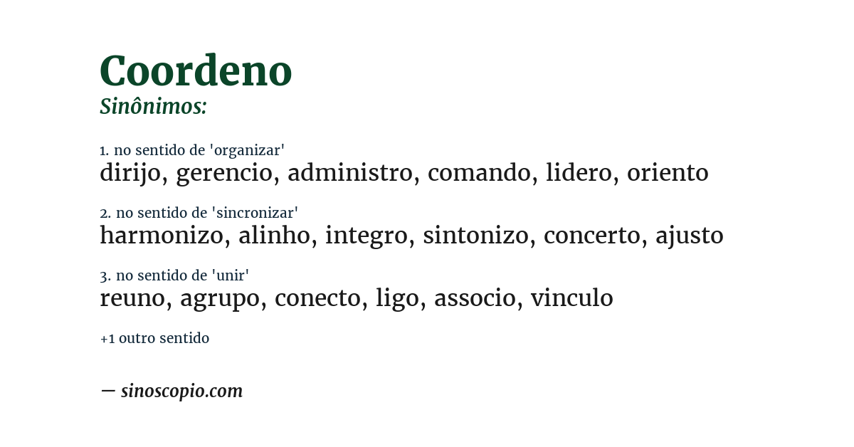 Sinônimo de coordeno