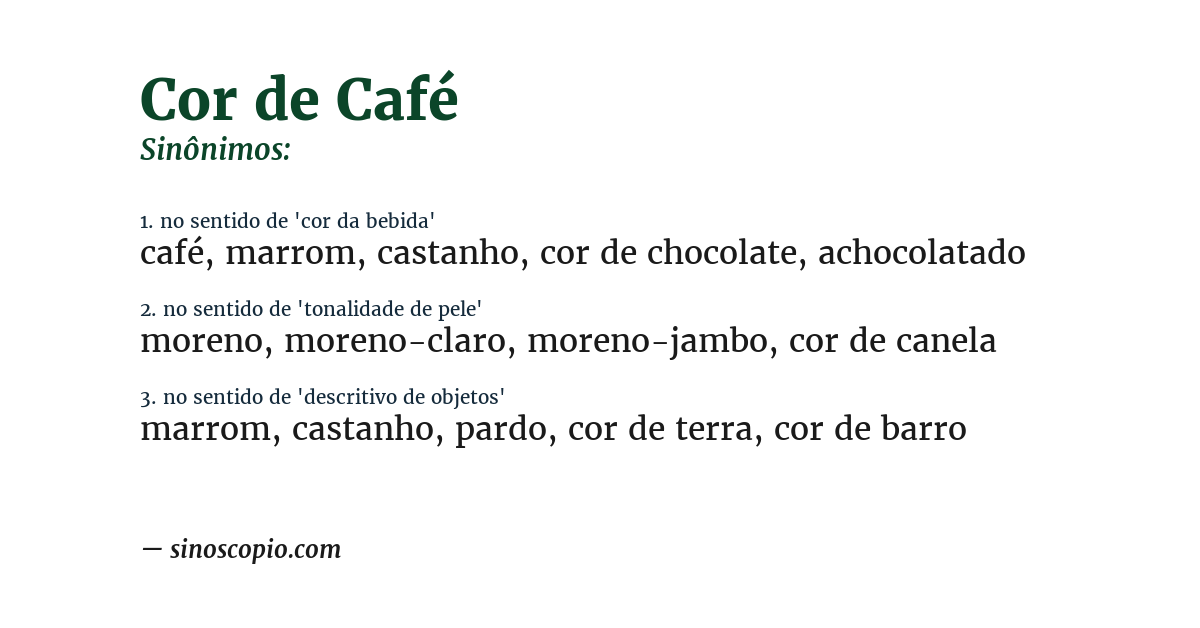 Sinônimo de cor de café
