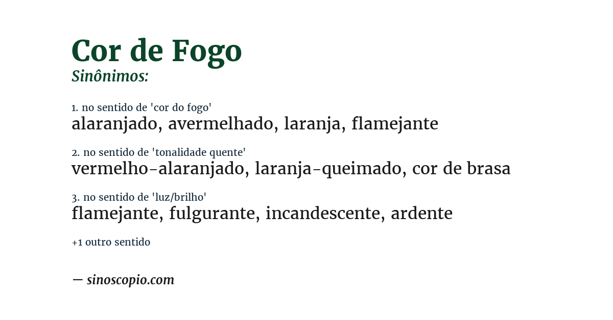 Sinônimo de cor de fogo