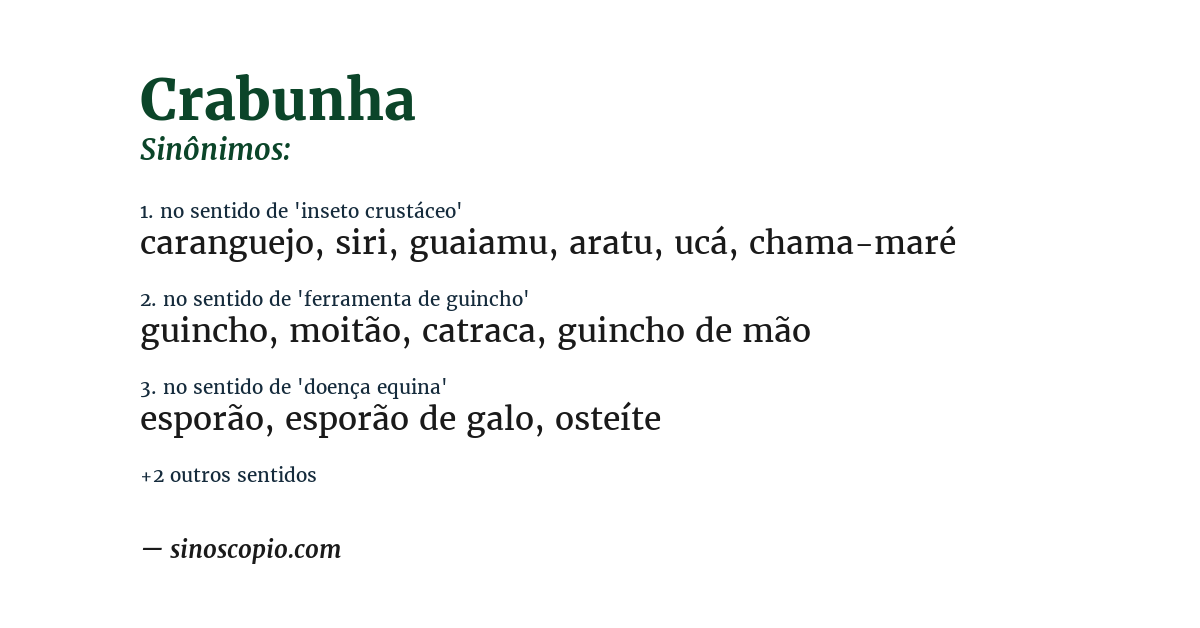 Sinônimo de crabunha