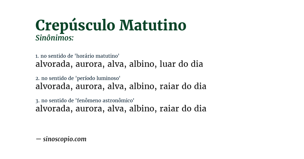 Sinônimo de crepúsculo matutino