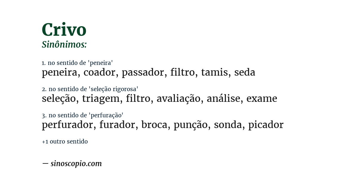 Sinônimo de crivo