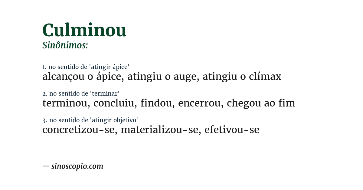 Sinônimo de culminou