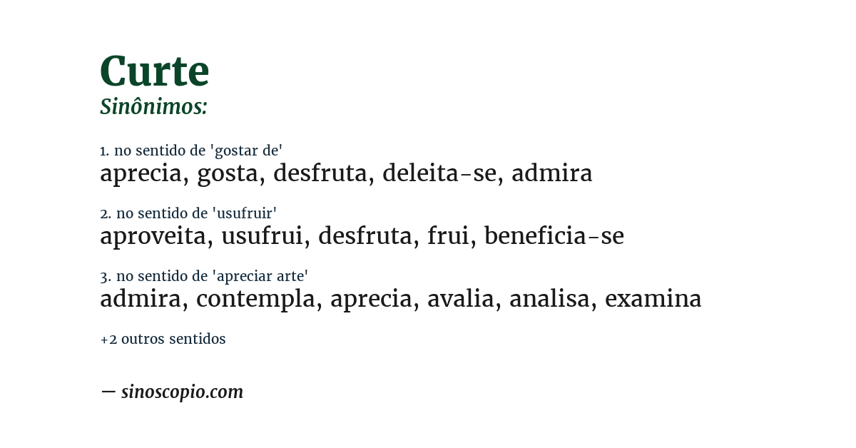 Sinônimo de curte
