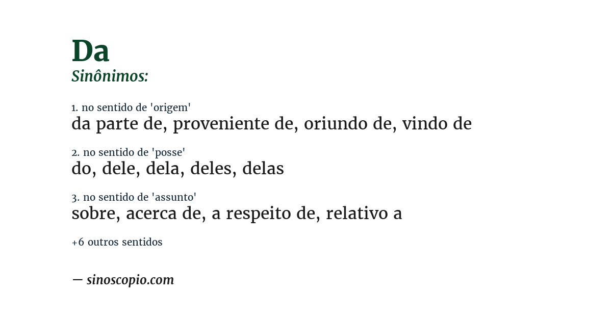 Sinônimo de da