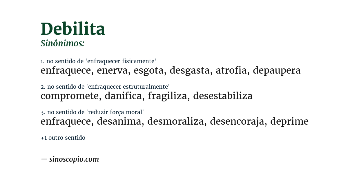 Sinônimo de debilita
