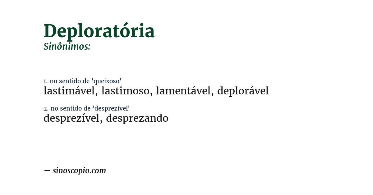 Sinônimo de deploratória
