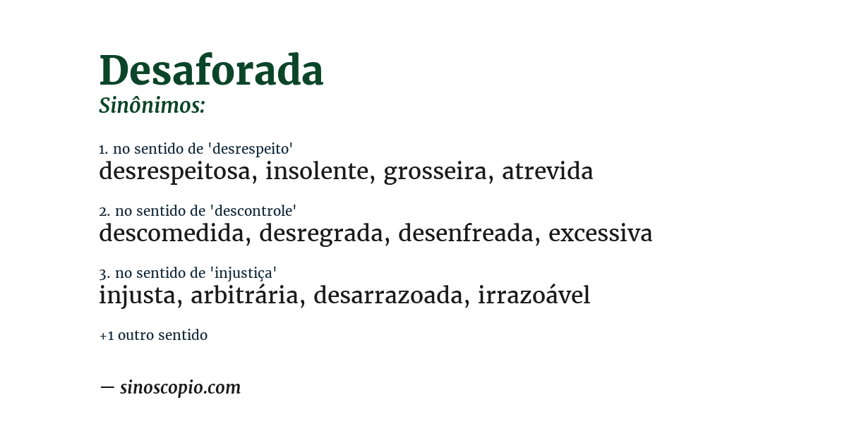 Sinônimo de desaforada