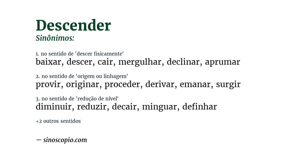 Sinônimo de descender