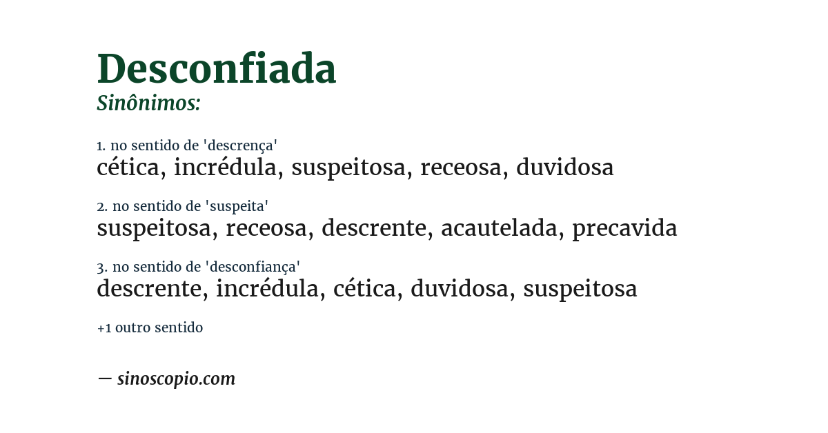Sinônimo de desconfiada