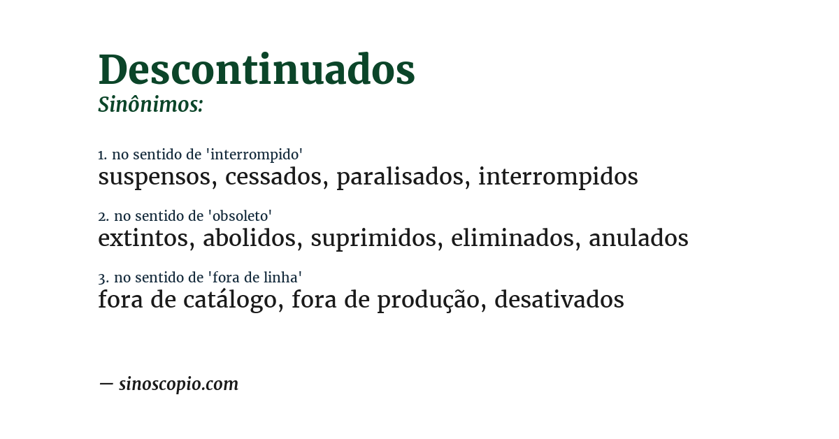 Sinônimo de descontinuados