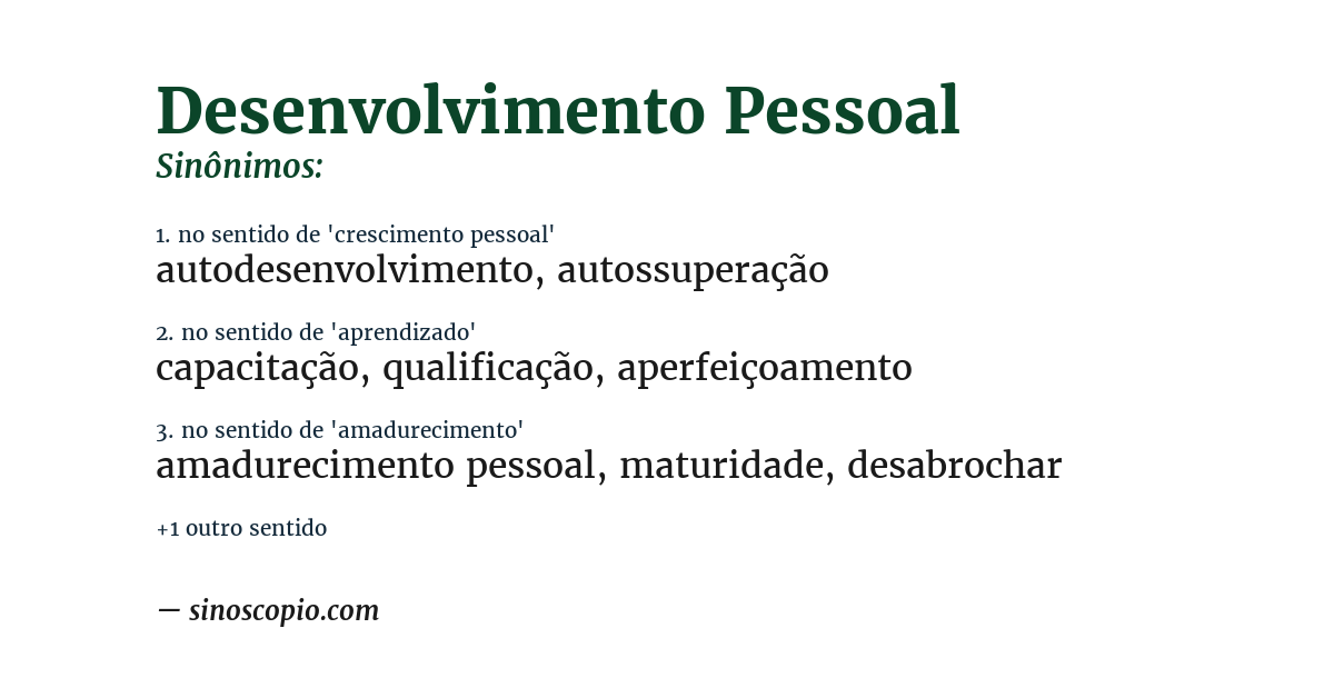 Sinônimo de desenvolvimento pessoal