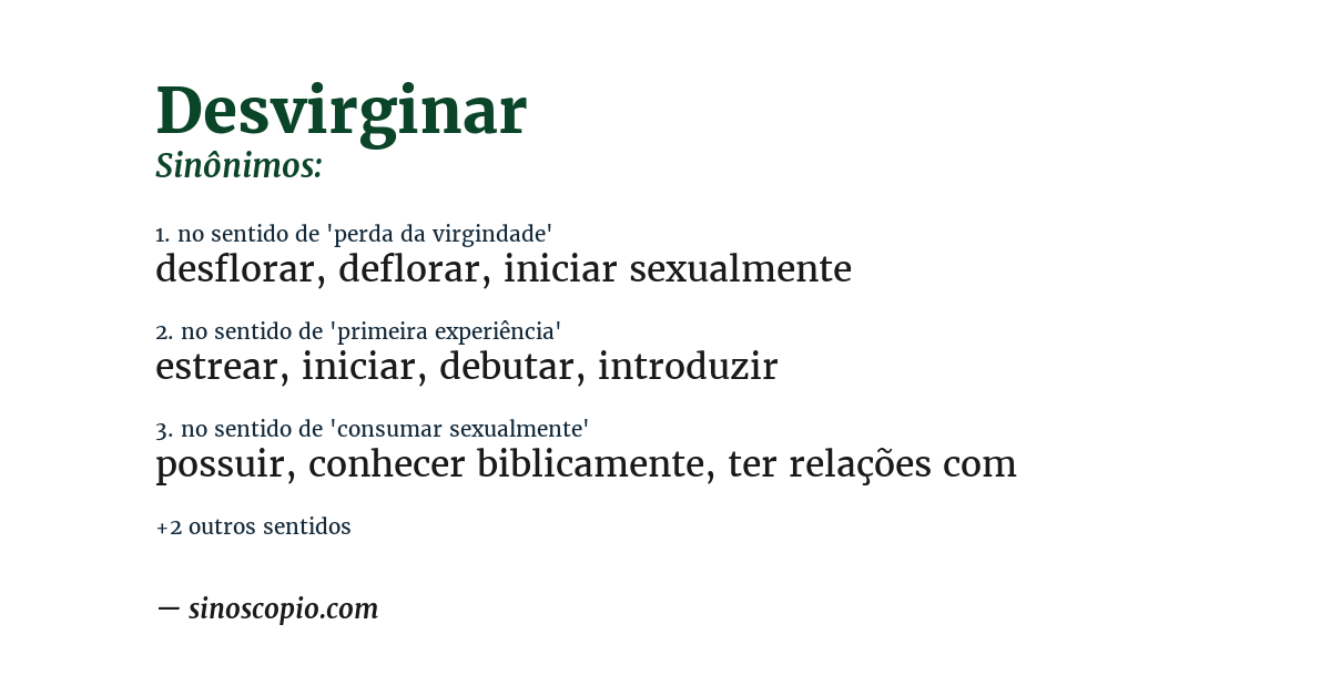 Sinônimo de desvirginar