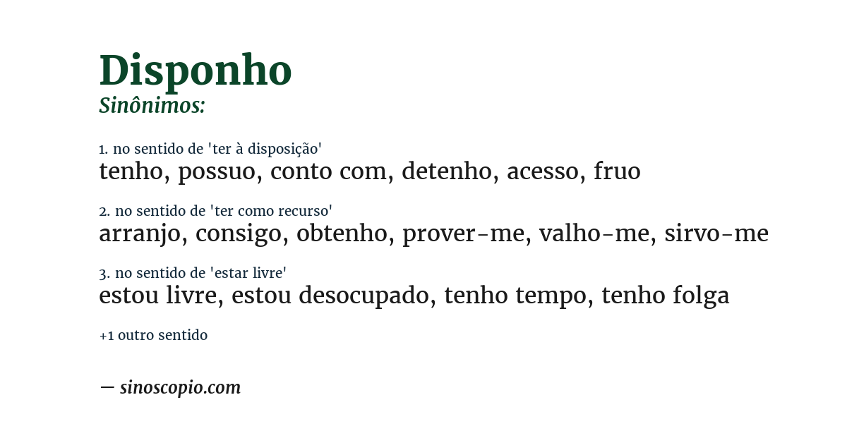 Sinônimo de disponho