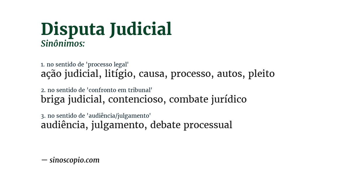 Sinônimo de disputa judicial