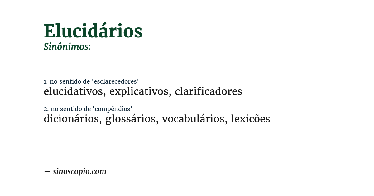 Sinônimo de elucidários