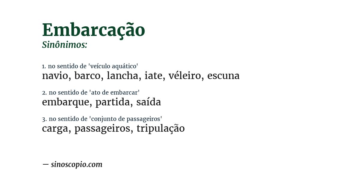 Sinônimo de embarcação