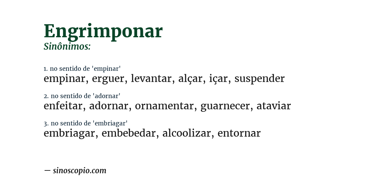 Sinônimo de engrimponar