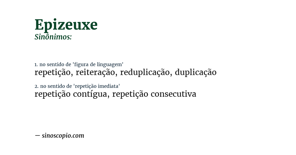 Sinônimo de epizeuxe