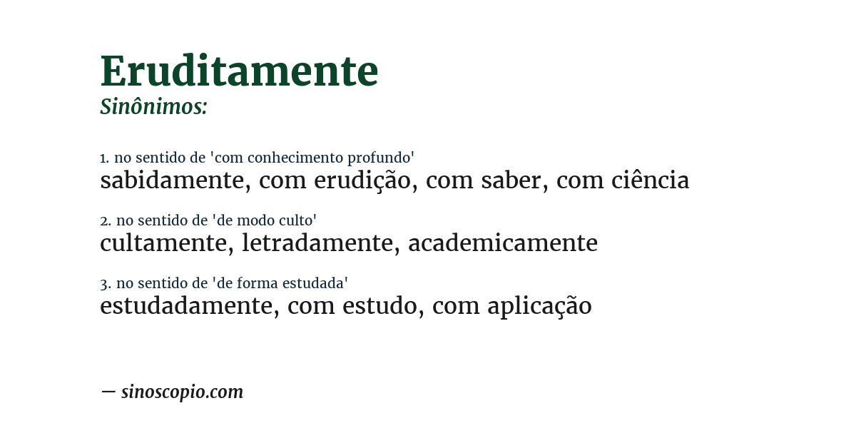 Sinônimo de eruditamente