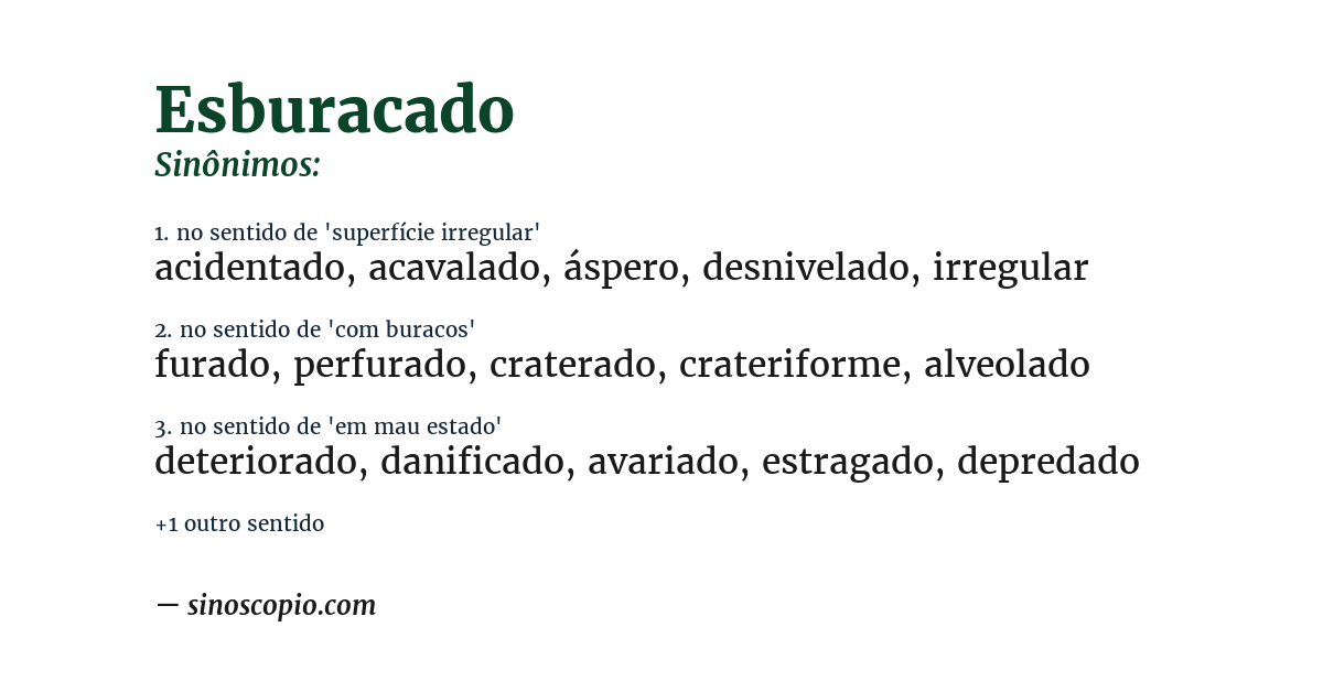 Sinônimo de esburacado