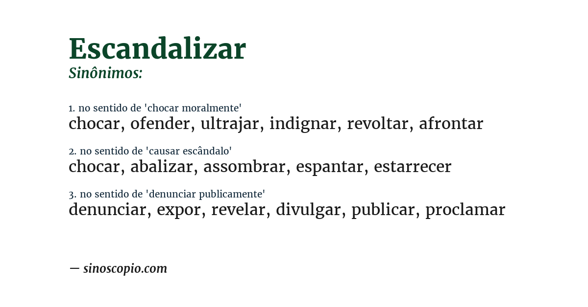 Sinônimo de escandalizar