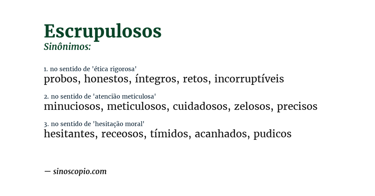 Sinônimo de escrupulosos
