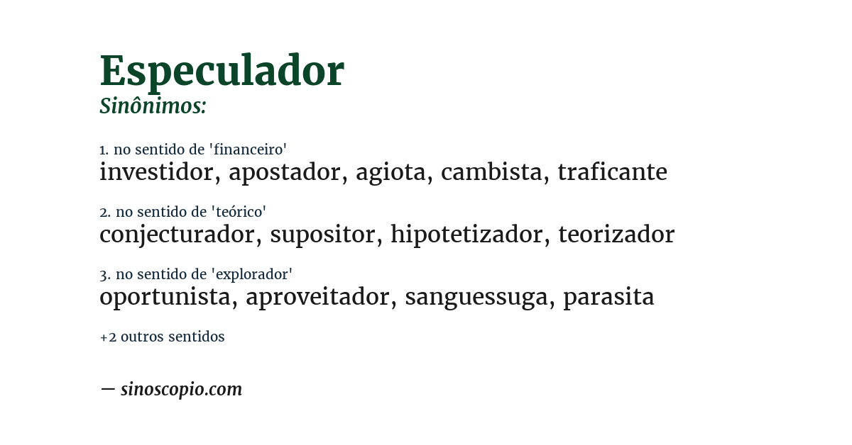 Sinônimo de especulador