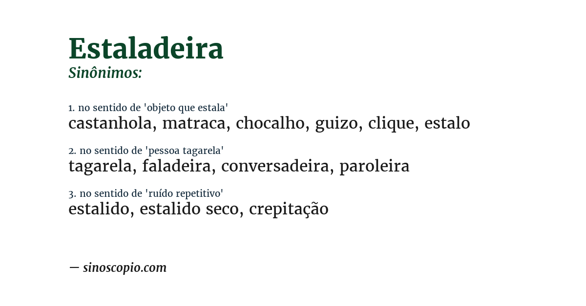 Sinônimo de estaladeira
