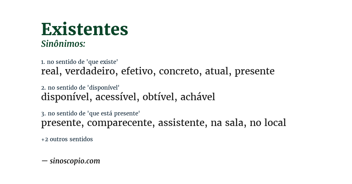 Sinônimo de existentes