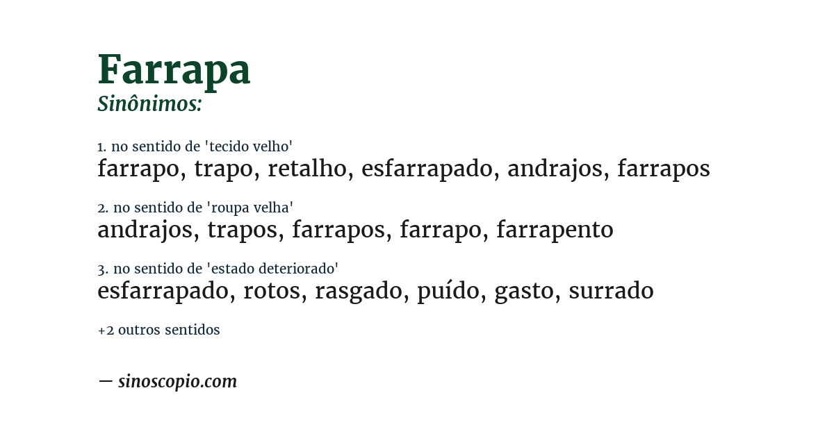 Sinônimo de farrapa