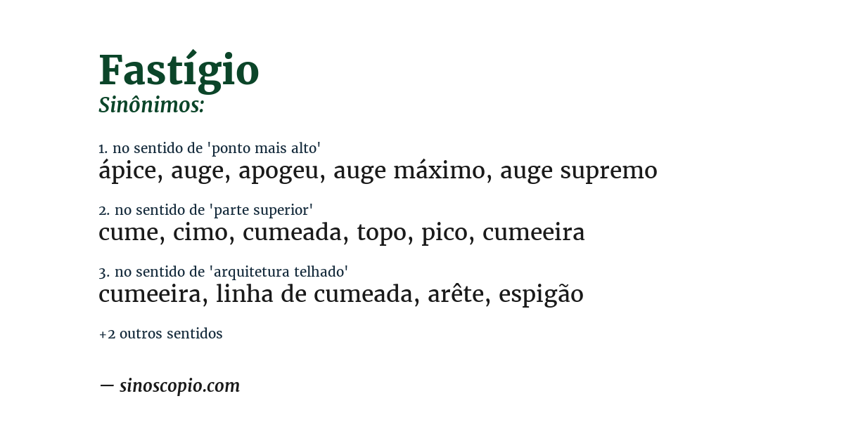 Sinônimo de fastígio