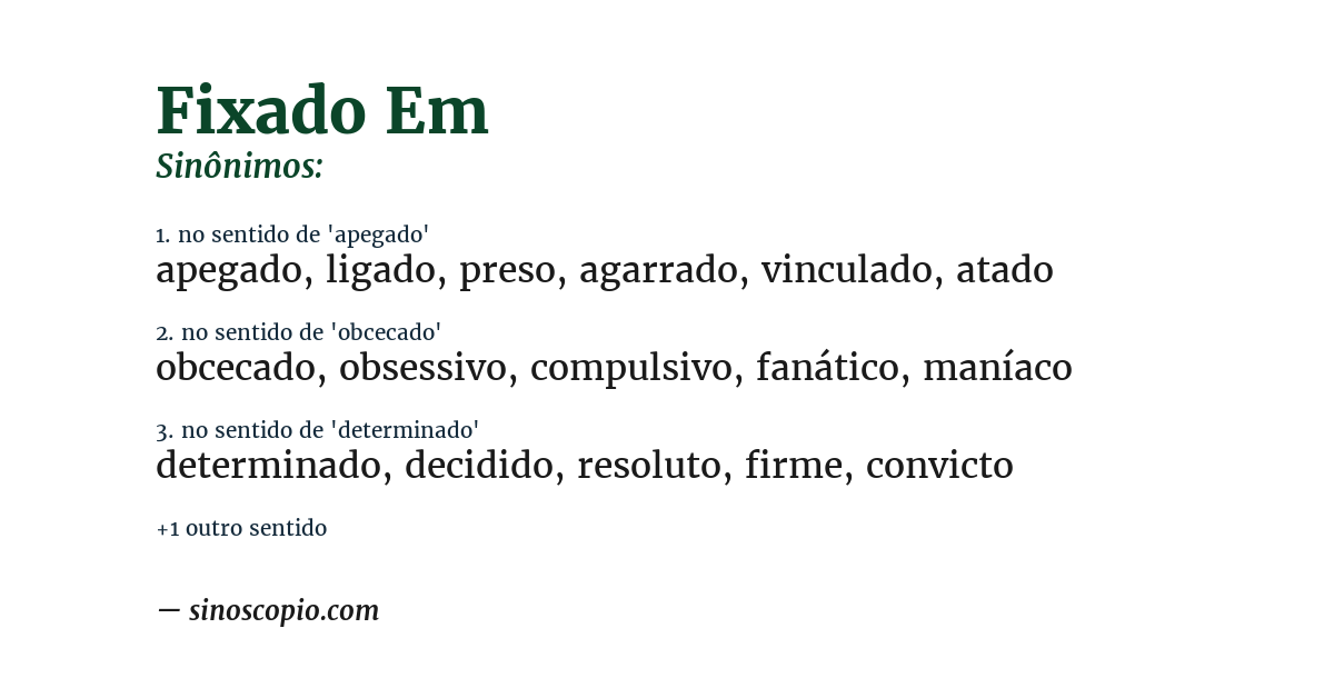 Sinônimo de fixado em