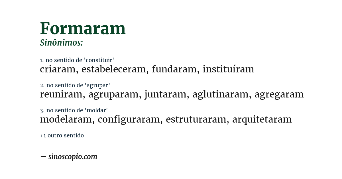 Sinônimo de formaram