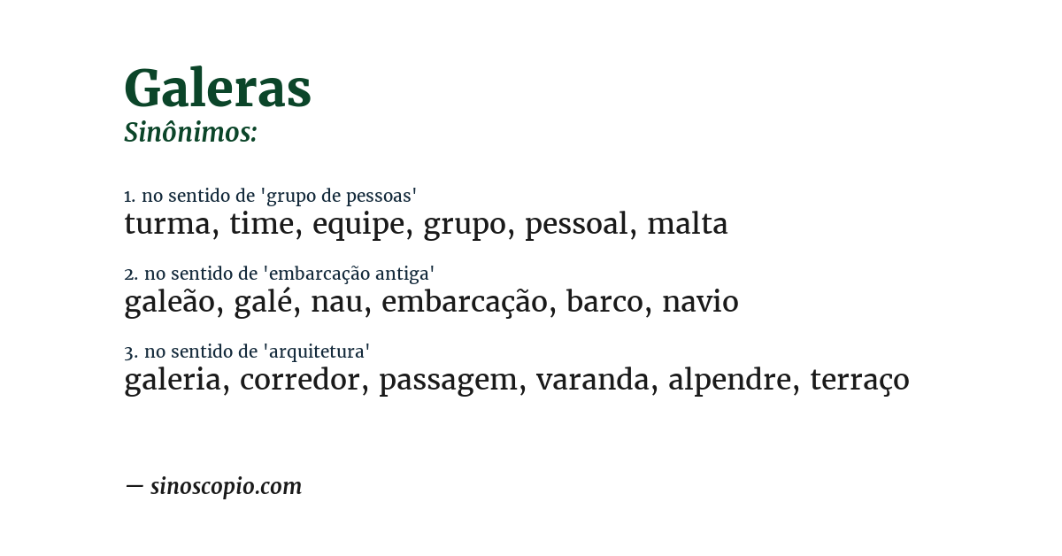 Sinônimo de galeras