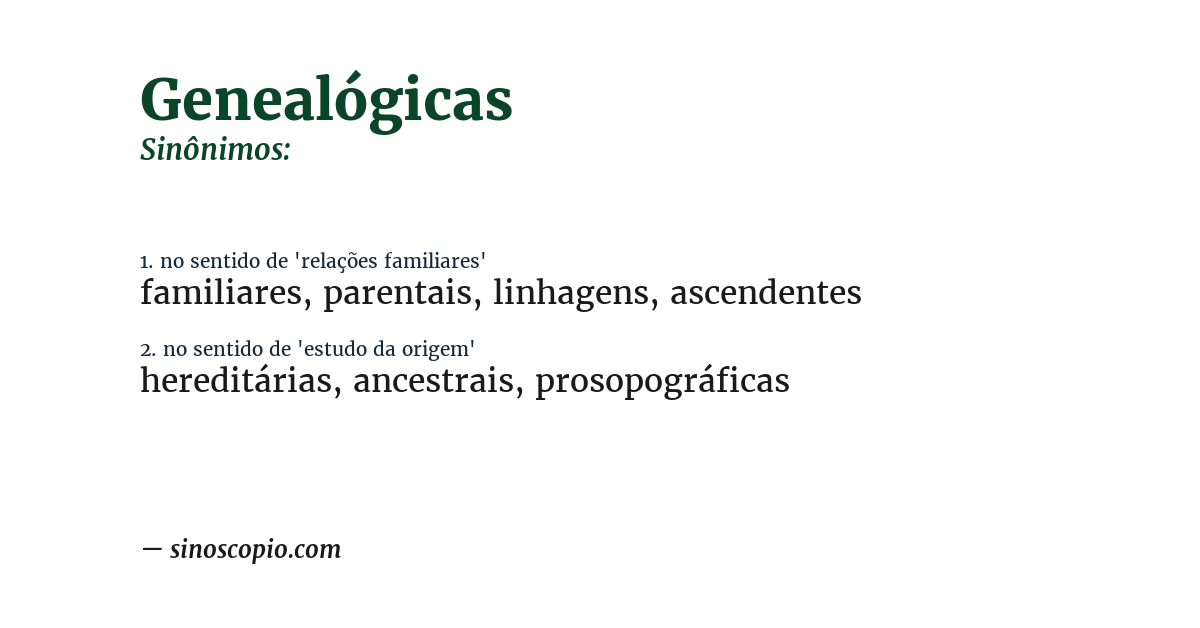 Sinônimo de genealógicas