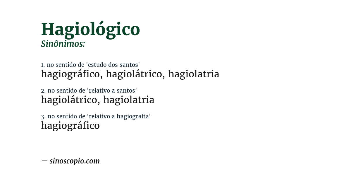 Sinônimo de hagiológico