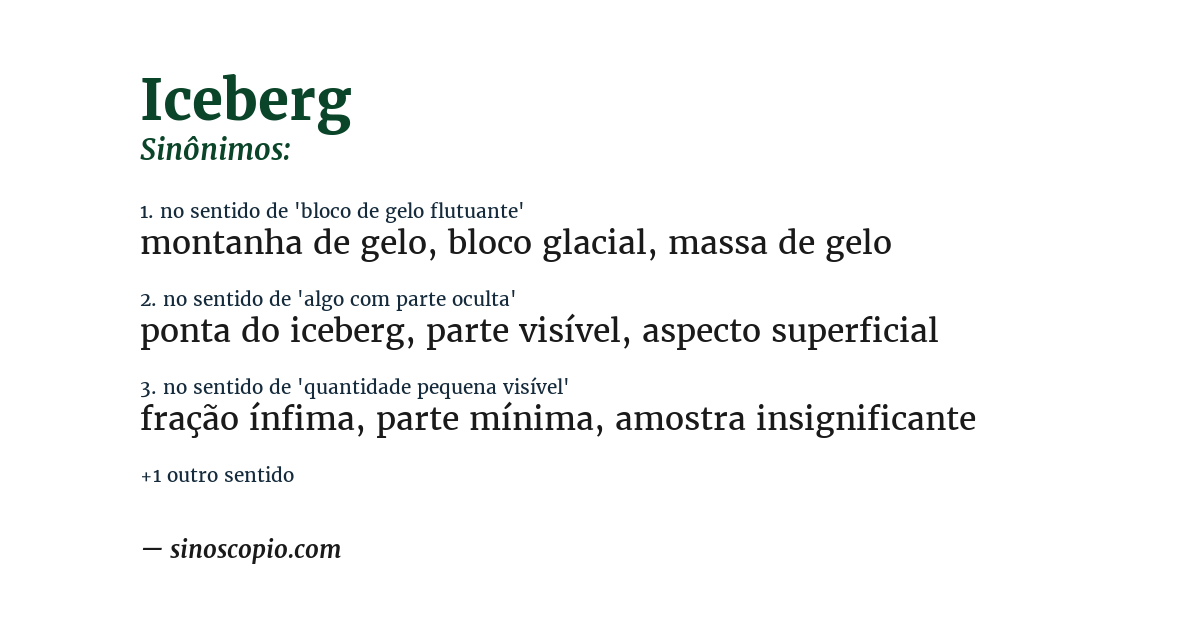 Sinônimo de iceberg