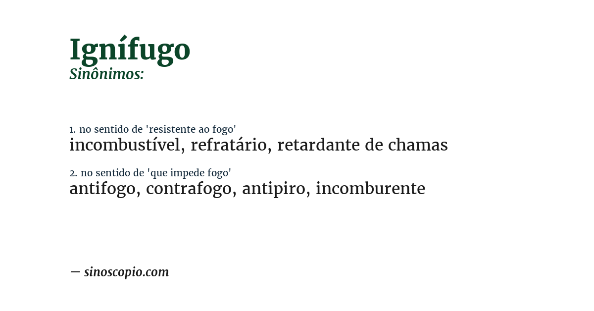 Sinônimo de ignífugo