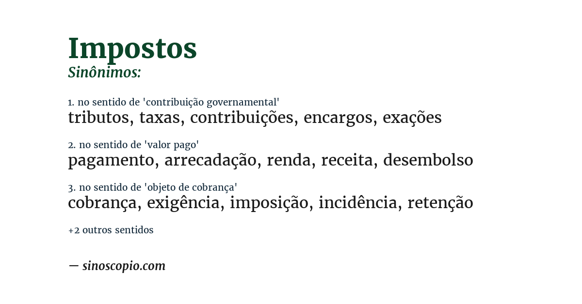 Sinônimo de impostos